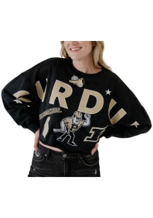 Gameday Social Purdue Boilermakers Womens Black Patched Up Crew Sweatshirt