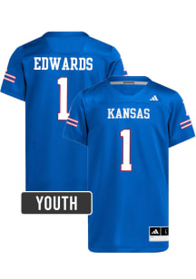 Dylan Edwards Kansas Jayhawks Youth Royal Blue Adidas NIL Name And Number Football Jersey