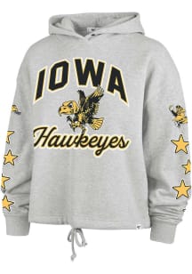 47 Iowa Hawkeyes Womens Ash Starry Eyed Hooded Sweatshirt