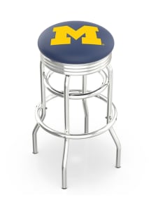 Michigan Wolverines Double-Ring Swivel Chrome Pub Stool - Black