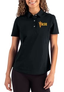 Cutter and Buck Arizona State Sun Devils Womens Black Advantage Short Sleeve Polo Shirt