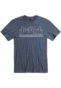 Rally Dallas Ft Worth Navy Blue Skyline Short Sleeve Fashion T Shirt