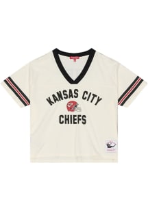 Mitchell and Ness Kansas City Chiefs Womens White Retro Roots Crop Short Sleeve T-Shirt