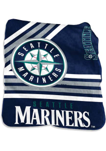 Seattle Mariners Stripe Raschel Raschel Throw Blanket - Navy Blue