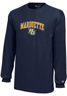 Champion Marquette Golden Eagles Youth Navy Blue Team Logo Long Sleeve T-Shirt