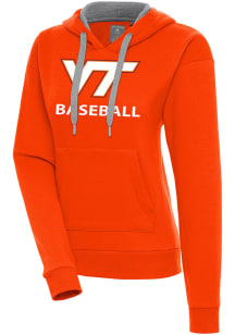 Antigua Virginia Tech Hokies Womens Orange Baseball Victory Hooded Sweatshirt