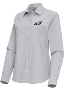 Antigua Philadelphia Eagles Womens Porter Long Sleeve Ash Dress Shirt