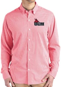 Cutter and Buck Central Missouri Mules Mens Cardinal Gingham LS Woven Long Sleeve Dress Shirt