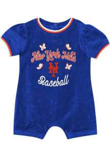 New York Mets Baby Blue Wind Up Short Sleeve One Piece