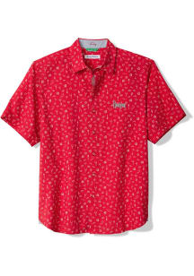 Tommy Bahama Nebraska Cornhuskers Mens Scarlet Red Playa Playbook Short Sleeve Dress Shirt