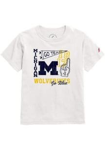Michigan Wolverines Youth White Logo Collage Short Sleeve T-Shirt