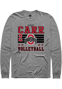Ashley Carr Ohio State Buckeyes Grey NIL Striped Long Sleeve Player T Shirt