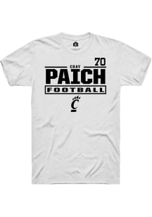 Cray Paich Cincinnati Bearcats White NIL Stacked Box Short Sleeve Player T Shirt