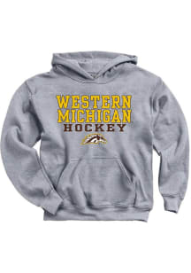 Western Michigan Broncos Youth Grey Bold Straight Logo Long Sleeve Hoodie