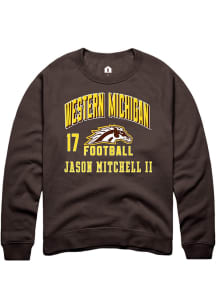 Jason Mitchell II Western Michigan Broncos Mens Brown Football NIL Arch Logo Player Crew