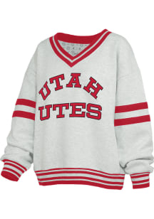 Pressbox Utah Utes Womens Grey Oates Crew Sweatshirt
