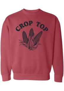 Summit Sportswear Nebraska Mens Red Crop Top Long Sleeve Crew Sweatshirt