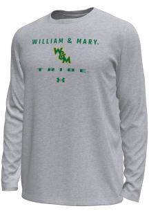 Under Armour William & Mary Tribe Grey Straight Name Tech Stretch Long Sleeve T-Shirt