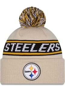 New Era Pittsburgh Steelers White DL Team Slogan Pom Cuff Mens Knit Hat