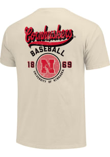 Nebraska Cornhuskers Ivory Modern Script Stripes Short Sleeve T Shirt