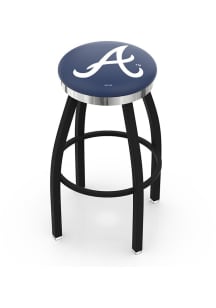 Atlanta Braves Chrome Seat Pub Stool - Black