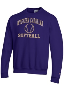 Champion Western Carolina Mens Purple Softball Powerblend Long Sleeve Crew Sweatshirt