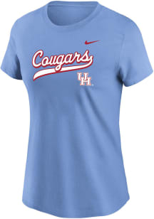 Nike Houston Cougars Womens Houston Blue Script Tail Short Sleeve T-Shirt