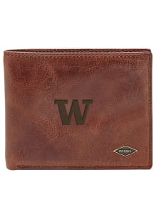 Washington Huskies Leather FlipID Mens Bifold Wallet