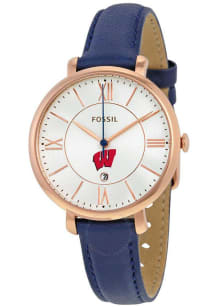 Fossil Wisconsin Badgers Jacqueline Leather Womens Watch