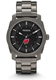 Fossil Wisconsin Badgers Machine Stainless Steel Mens Watch
