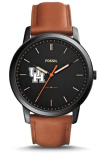 Fossil Houston Cougars Minimalist Slim Leather Mens Watch