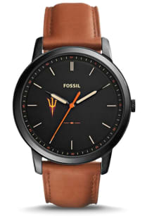 Fossil Arizona State Sun Devils Minimalist Slim Leather Mens Watch