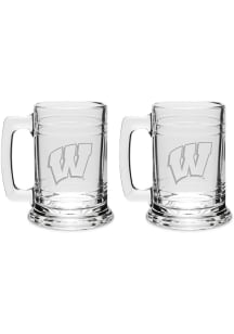Wisconsin Badgers Hand Etched 15oz Colonial Tankard Set Stein - White