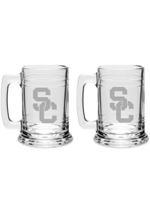 USC Trojans Hand Etched 15oz Colonial Tankard Set Stein - White