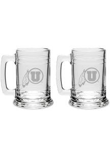 Utah Utes Hand Etched 15oz Colonial Tankard Set Stein - White