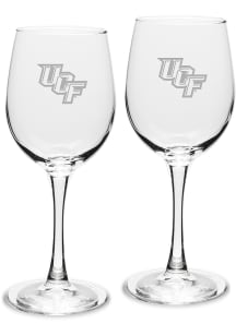 UCF Knights Hand Etched 12oz Set Wine Glass - White