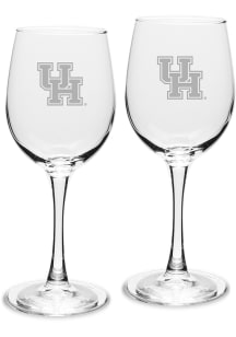 Houston Cougars Hand Etched 12oz Set Wine Glass - White