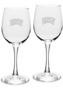 UNLV Runnin Rebels Hand Etched 12oz Set Wine Glass - White