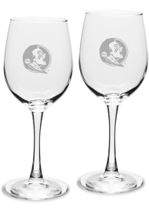 Florida State Seminoles Hand Etched 12oz Set Wine Glass - White