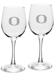 Oregon Ducks Hand Etched 12oz Set Wine Glass - White
