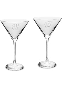 Wisconsin Badgers Hand Etched 10oz Set Martini Glass