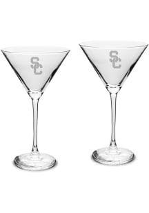 USC Trojans Hand Etched 10oz Set Martini Glass