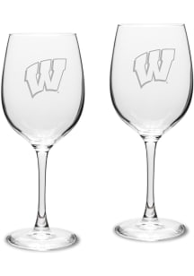 Wisconsin Badgers Hand Etched 16oz Set Wine Glass - White
