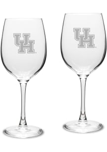 Houston Cougars Hand Etched 16oz Set Wine Glass - White
