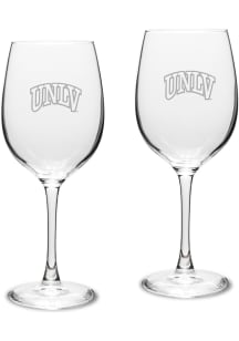 UNLV Runnin Rebels Hand Etched 16oz Set Wine Glass - White