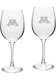 Minnesota Golden Gophers Hand Etched 16oz Set Wine Glass - White