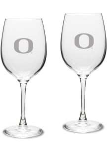 Oregon Ducks Hand Etched 16oz Set Wine Glass - White
