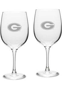 Georgia Bulldogs Hand Etched 19oz Set Wine Glass - White