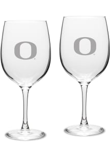 Oregon Ducks Hand Etched 19oz Set Wine Glass - White