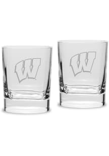 Wisconsin Badgers Hand Etched 11.75oz Luigi Bormioli Set Rock Glass - White
